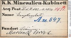 Etiketten zu Quarz (Bergkristall) (NHMW-MIN-Au547)